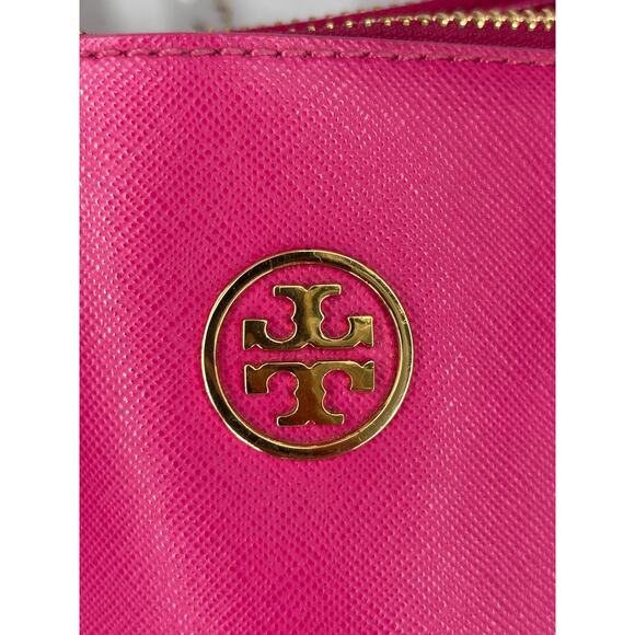Tory Burch Robinson Saffiano Leather Double Zip Tote Crossbody Large Fuschia - Picture 15 of 16